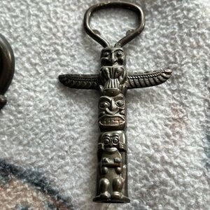 4/$50 vintage 1960 Silver Totem Bottle Opener barware 🧐